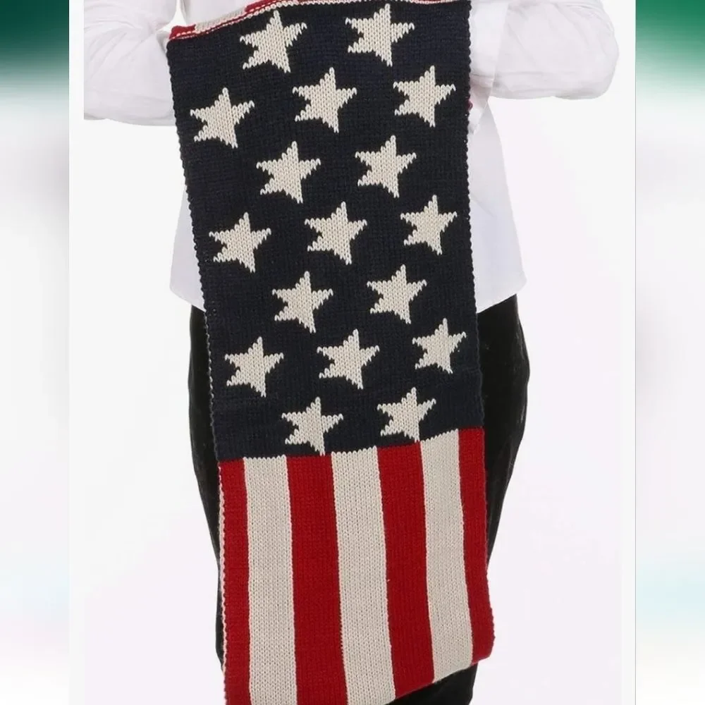 American flag infinity scarf acrylic knit thick scarf Patriotic accessory